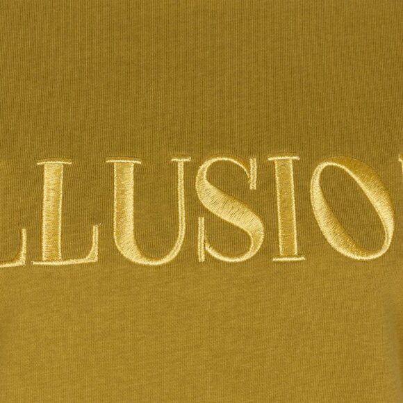 NWT ESQUALO ILLUSION Olive & Gold Embroidered Crewneck Sweater - Picture 9 of 10